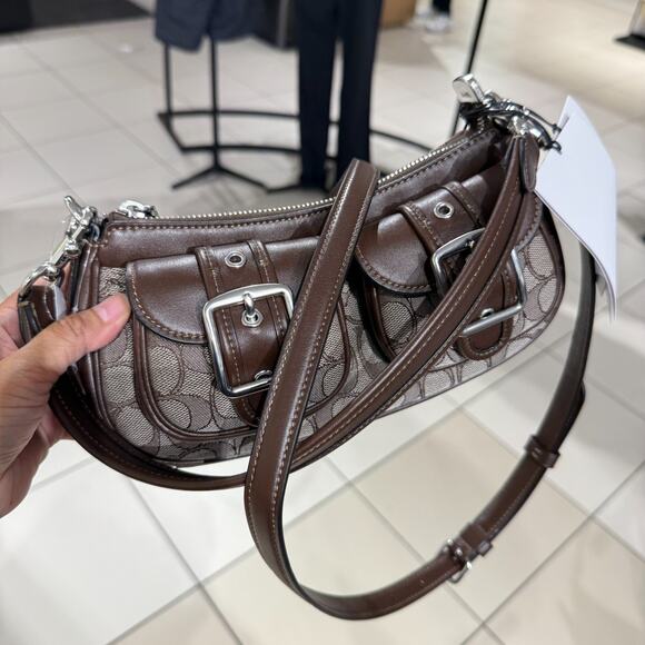 COACH Ashton Bag In Signature Jacquard CBJ00 Silver/Oak/Maple - Picture 5 of 11